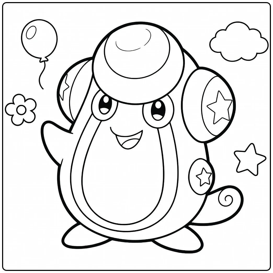 Palpitoad Water Pokemon Kleurplaat met ballon en ster