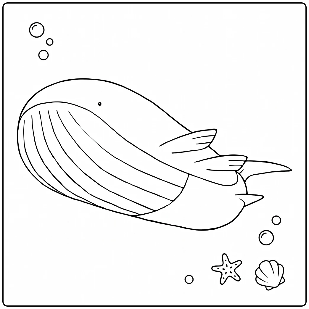 Wailord Water Pokemon Kleurplaat met bubbels en zeester