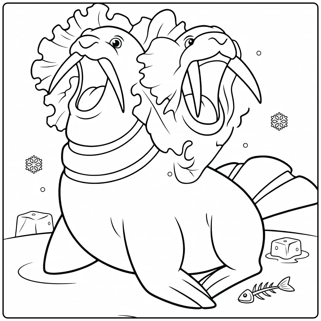 Walrein Water Pokemon Kleurplaat - brullende ijsmonster met tanden