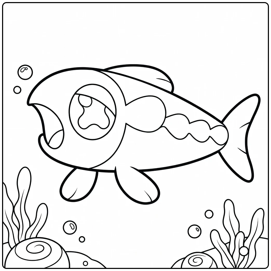 Wishiwashi Solo Form Water Pokemon Kleurplaat printen