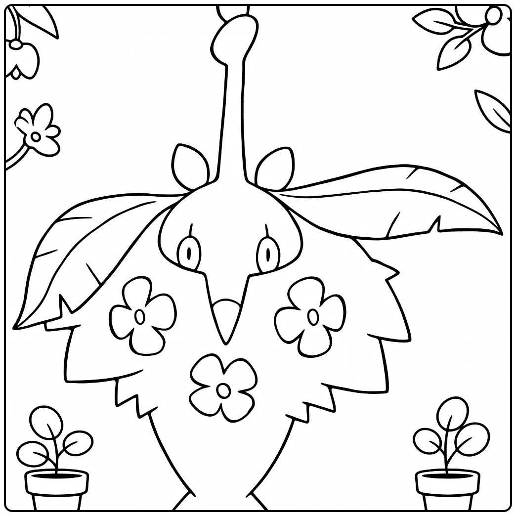 Wormadam Plant Cloak Kleurplaat - Pokémon planttekening