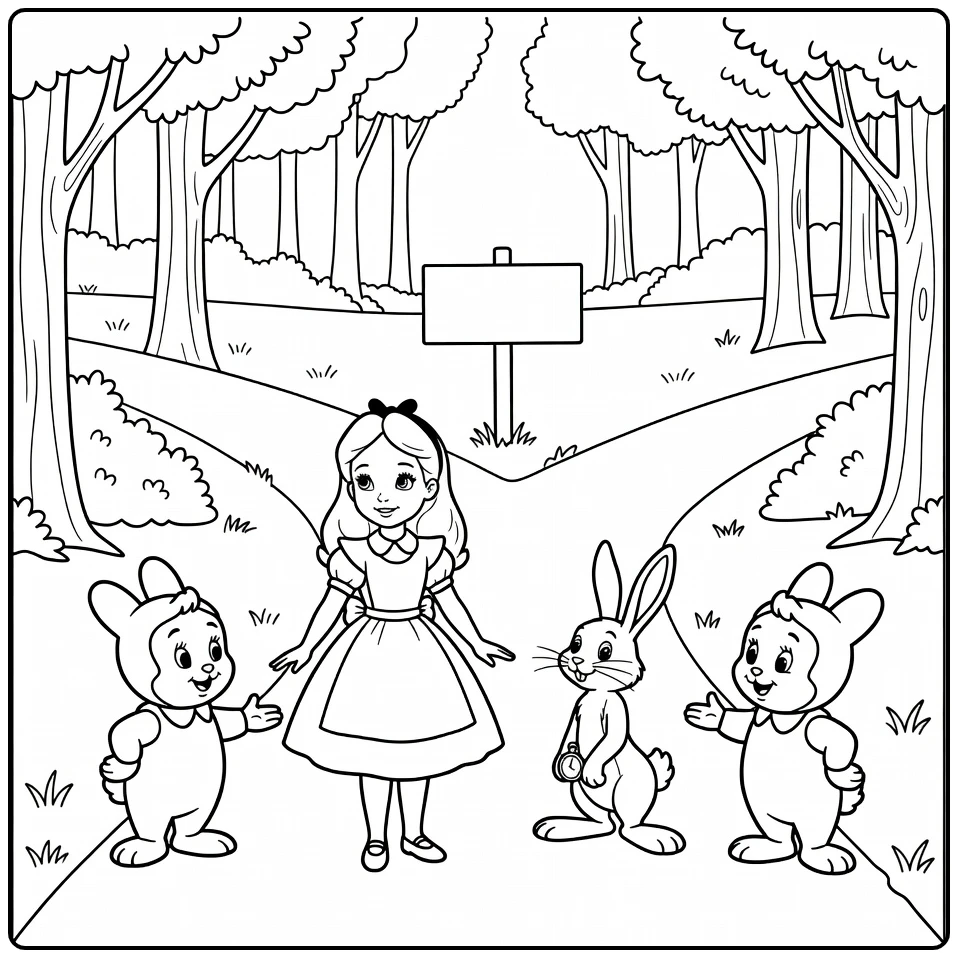 Alice in Wonderland: Alice, Tweedledee, Tweedledum & Konijn