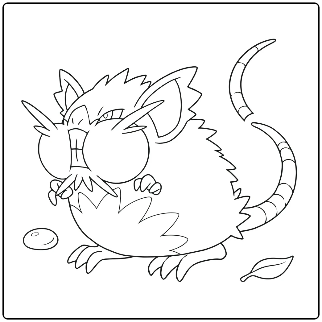 Alolan Raticate kleurplaat stoere Alola rat Pokémon