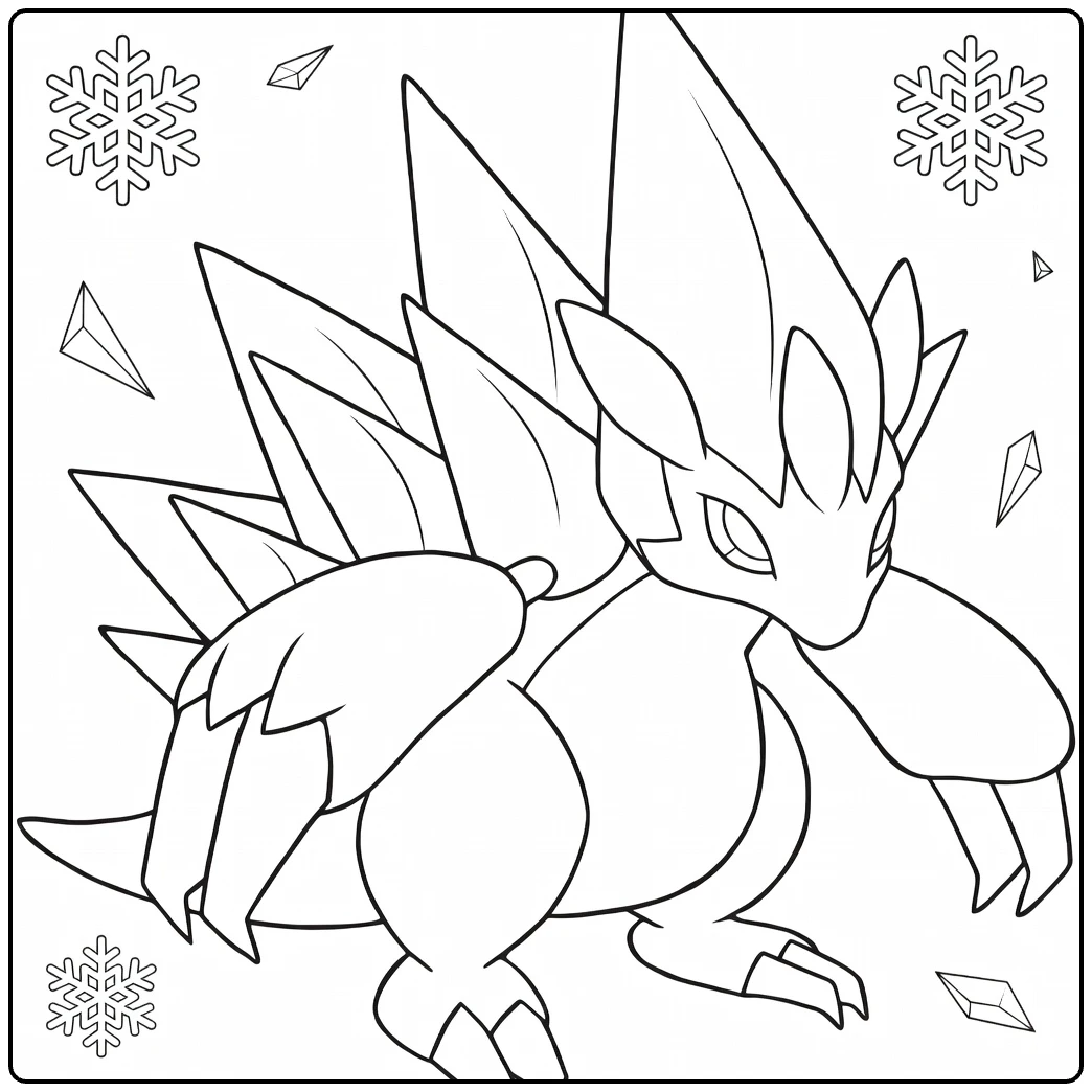 Alolan Sandslash kleurplaat met ijsspikes sneeuwvlokken