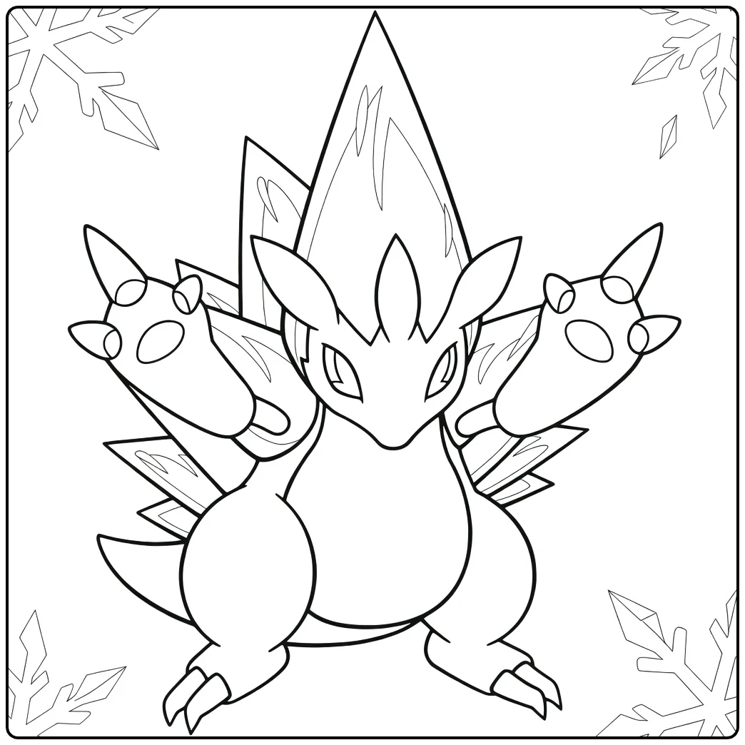 Alolan Sandslash kleurplaat met ijsspikes en sneeuwvlokken