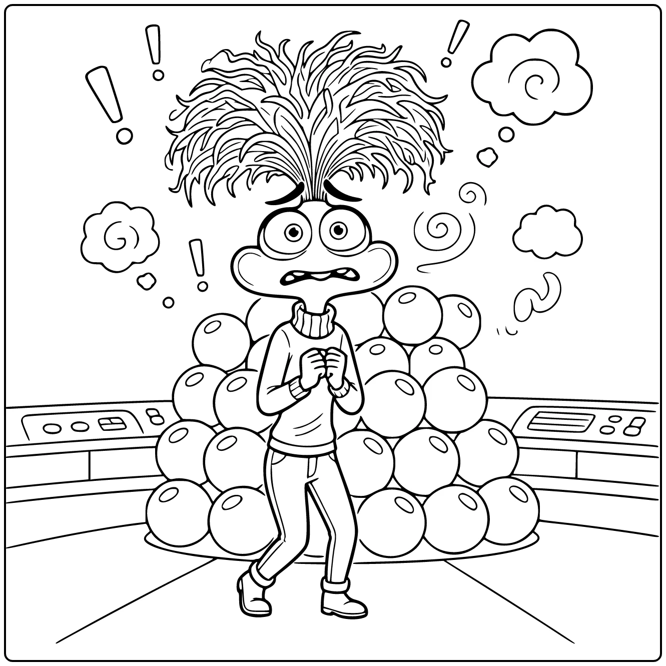 Anxiety Inside Out Kleurplaat met anxiety bij memory orbs