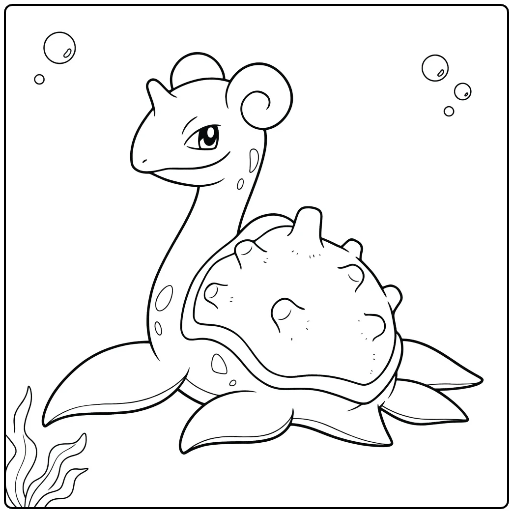 Articuno kleurplaat Lapras Pokémon met bellen zeewier