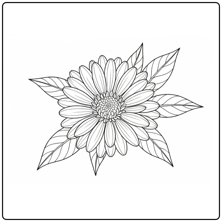 Aster kleurplaat met bloem op blanco wenskaart