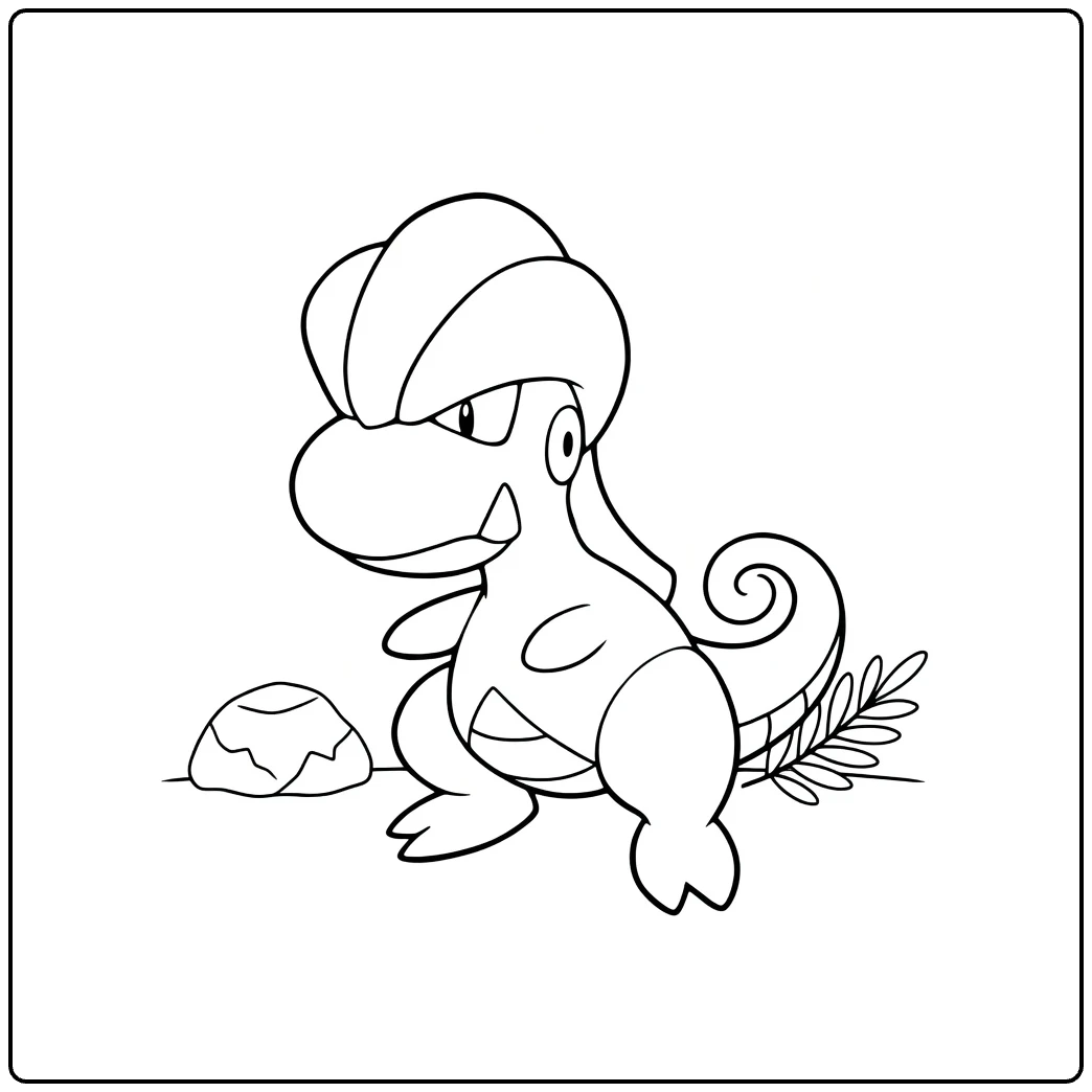 Bagon Kleurplaat Pokémon lijntekening met rots