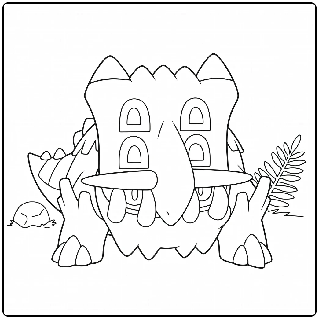 Bastiodon kleurplaat Pokémon - stoer schilddier te kleuren
