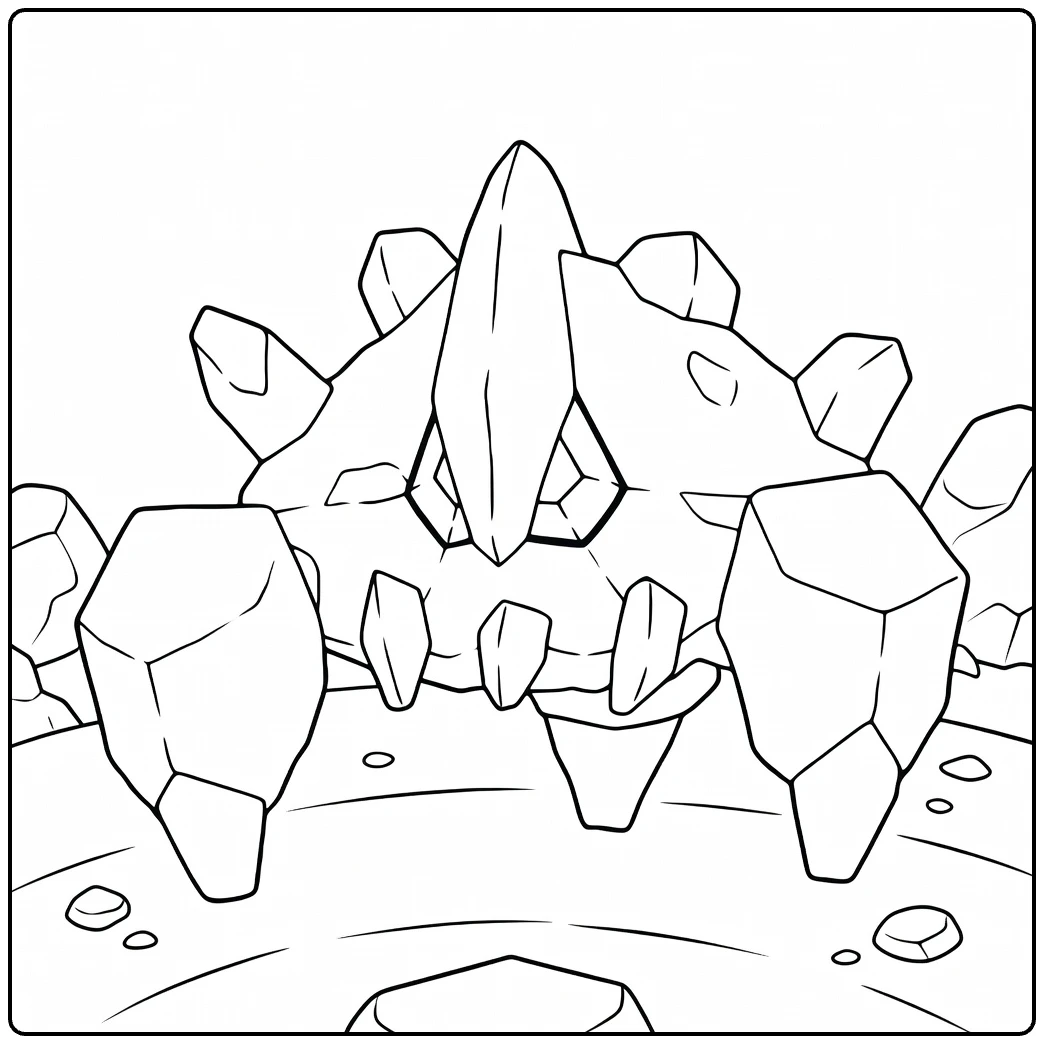 Boldore kleurplaat: kristallen rots-Pokémon om in te kleuren