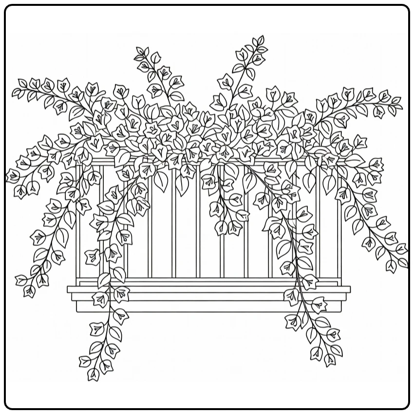 bougainvillea kleurplaat mediterrane balkon met hangende bloemen