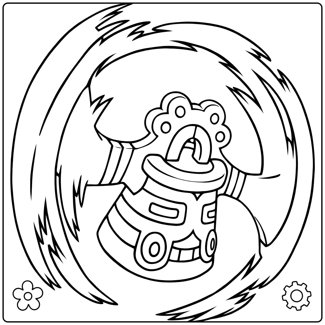 Bronzong Kleurplaat Pokémon met wervelende energie