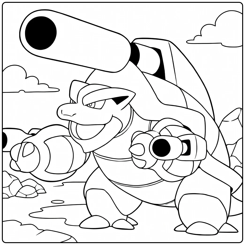 Bronzor Kleurplaat: stoere Pokémon met kanonnen