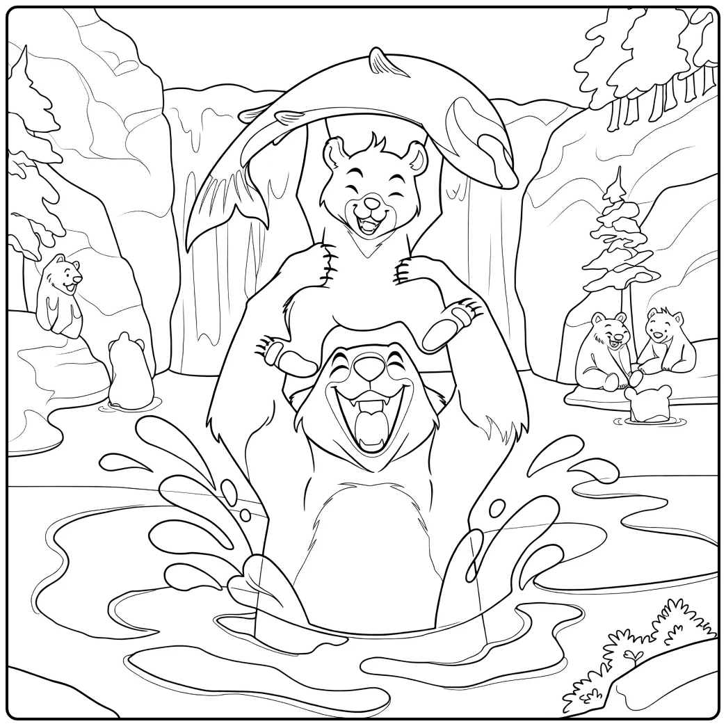 Brother Bear Kleurplaat met beren in het water