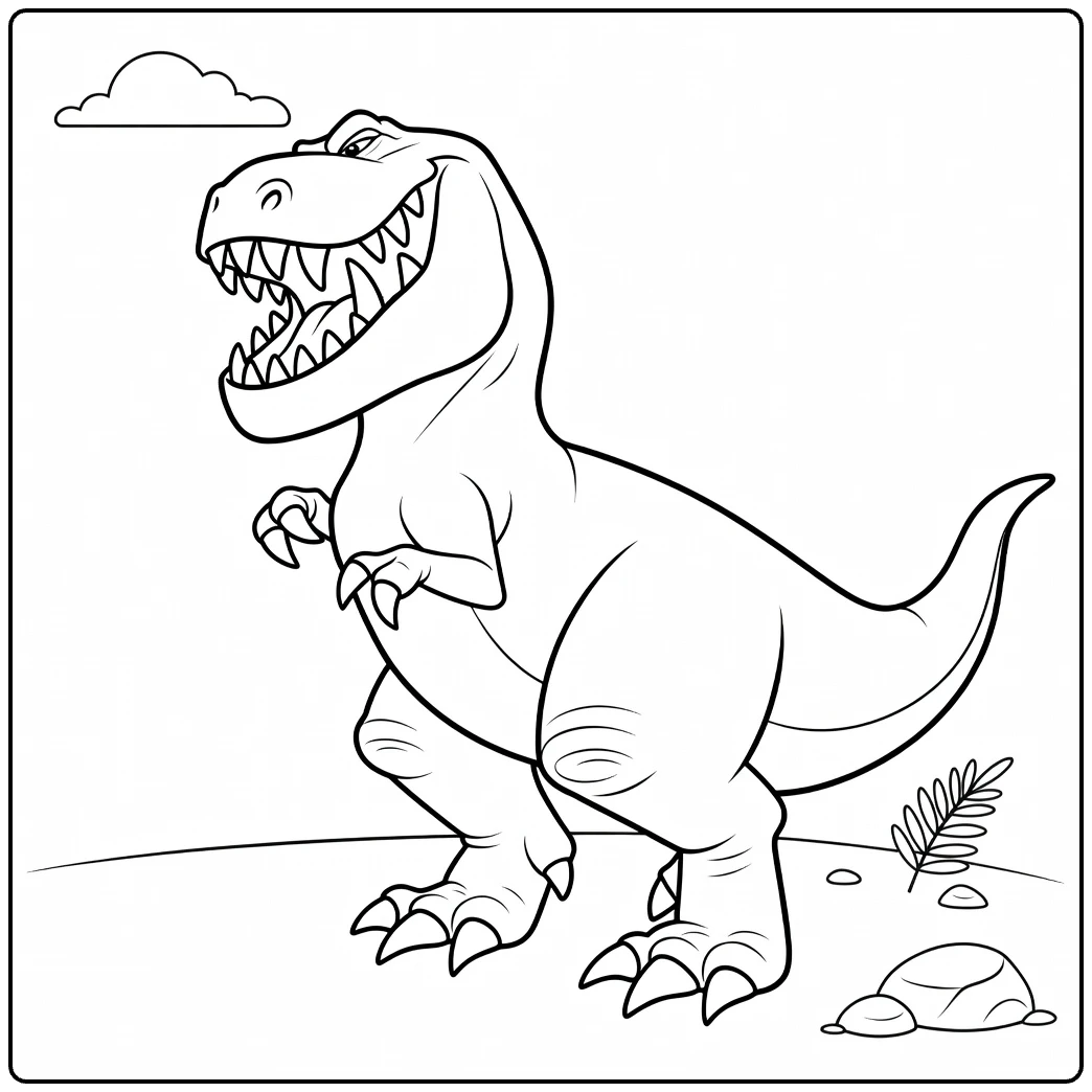 Butch Kleurplaat van een brullende T-Rex dino