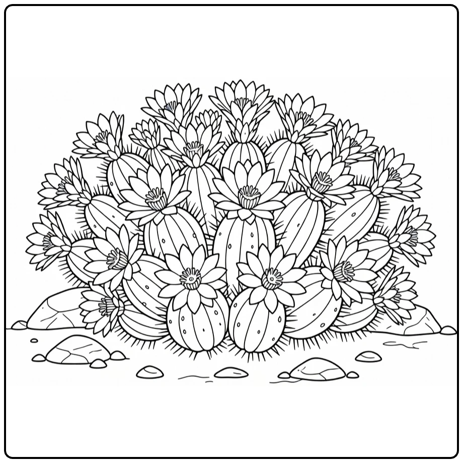 cactus bloem kleurplaat van bloeiende egelcactus