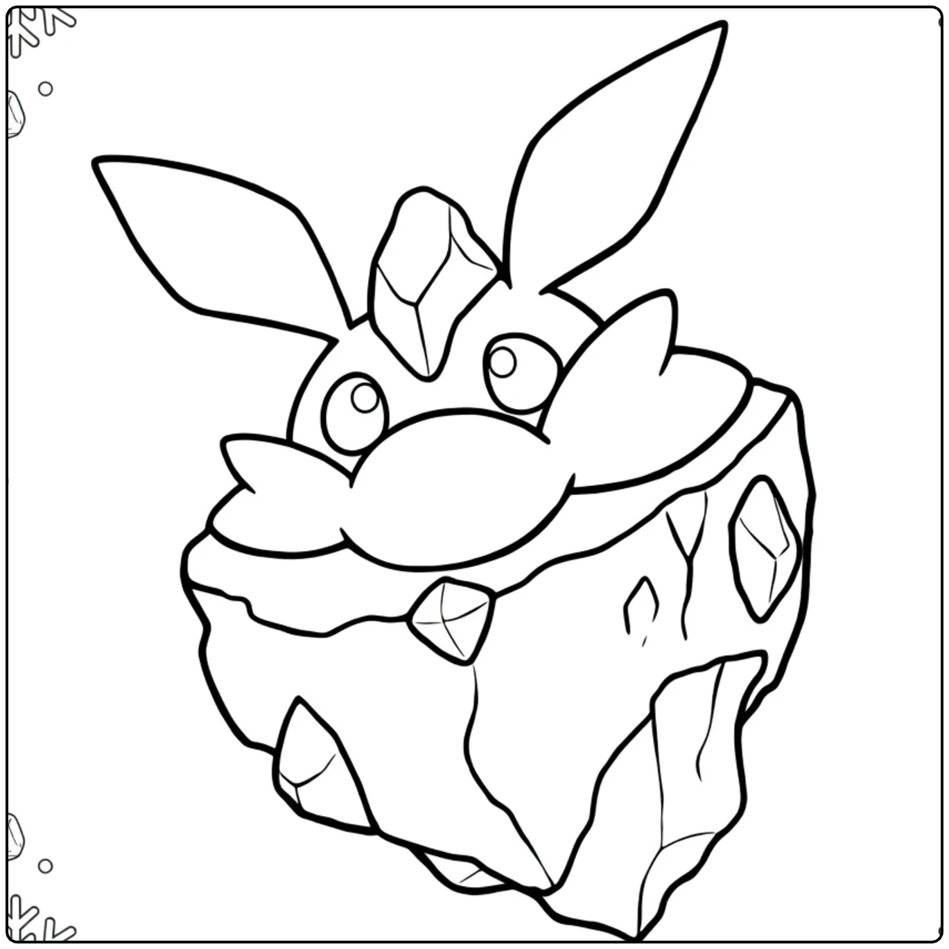 Carbink Kleurplaat: schattige rots-Pokémon met kristallen