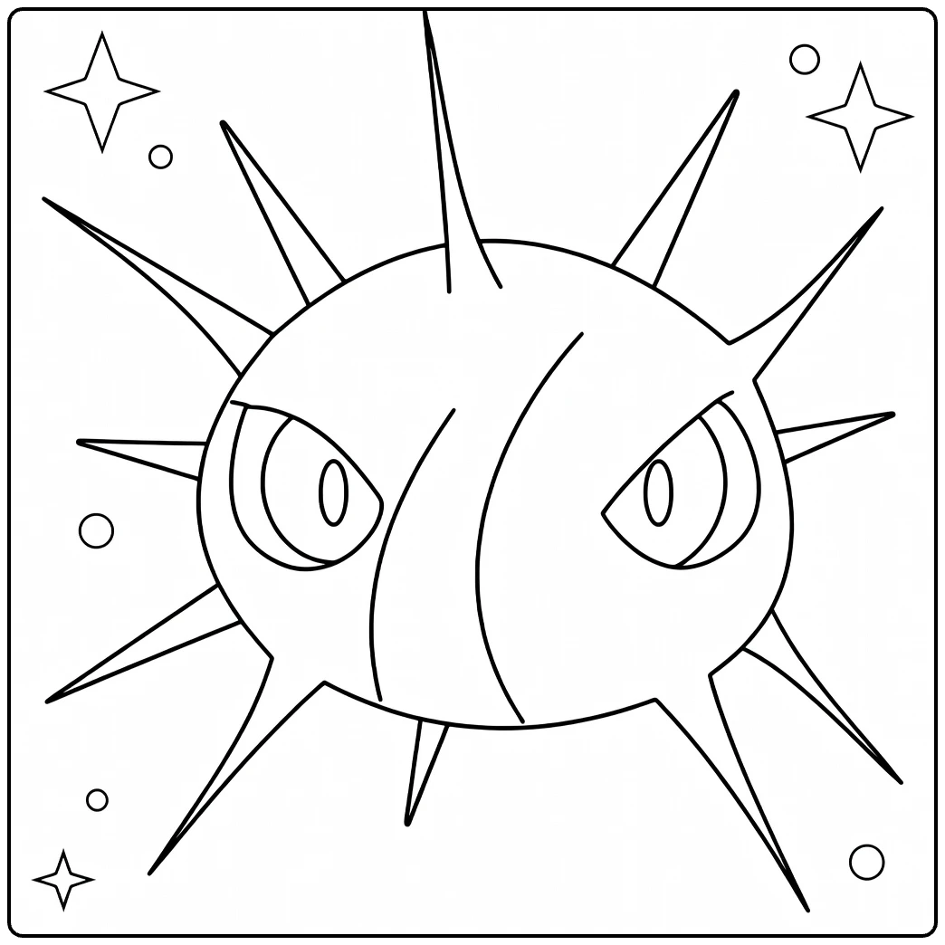 Cascoon kleurplaat: stekelige Pokémon cocon te kleuren