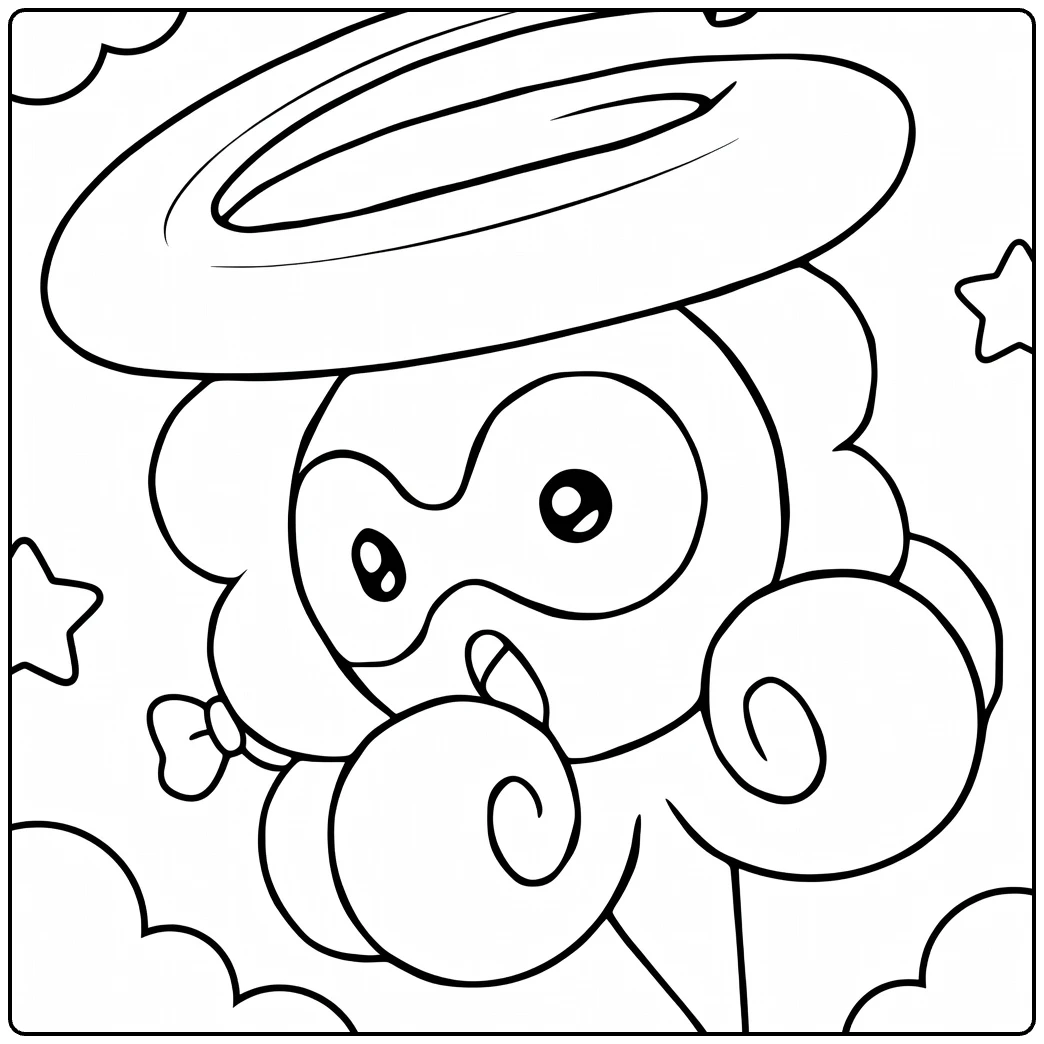 Castform Snowy Form kleurplaat met wolken en halo