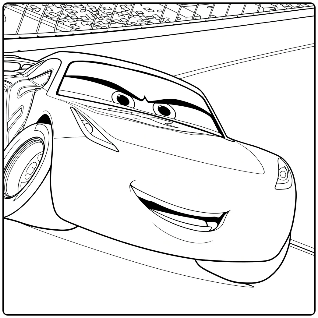 Cruz Ramirez Kleurplaat raceauto op circuit Cars 3
