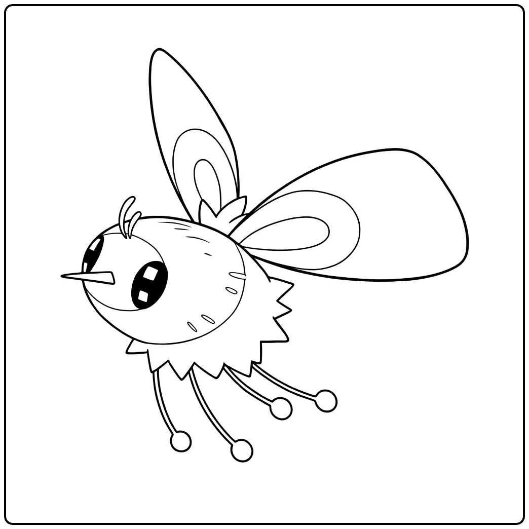 Cutiefly Kleurplaat schattige Pokémon met grote ogen