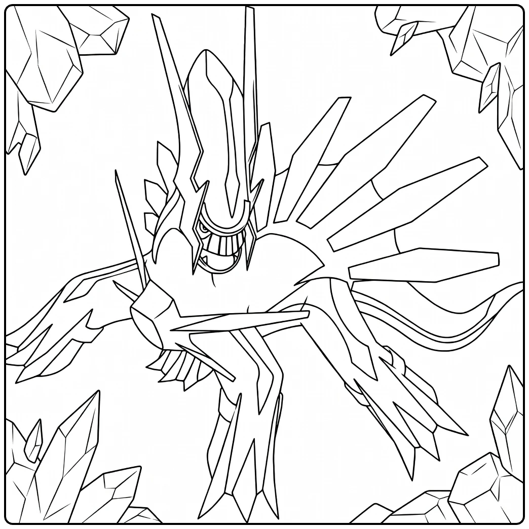 Dialga Kleurplaat - Krachtige Pokémon met kristallen
