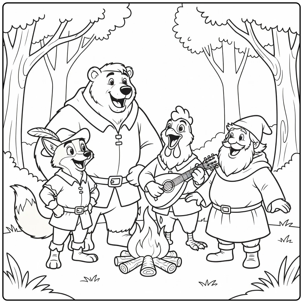 Robin Hood kleurplaat Little John Alan-a-Dale Broeder Tuck