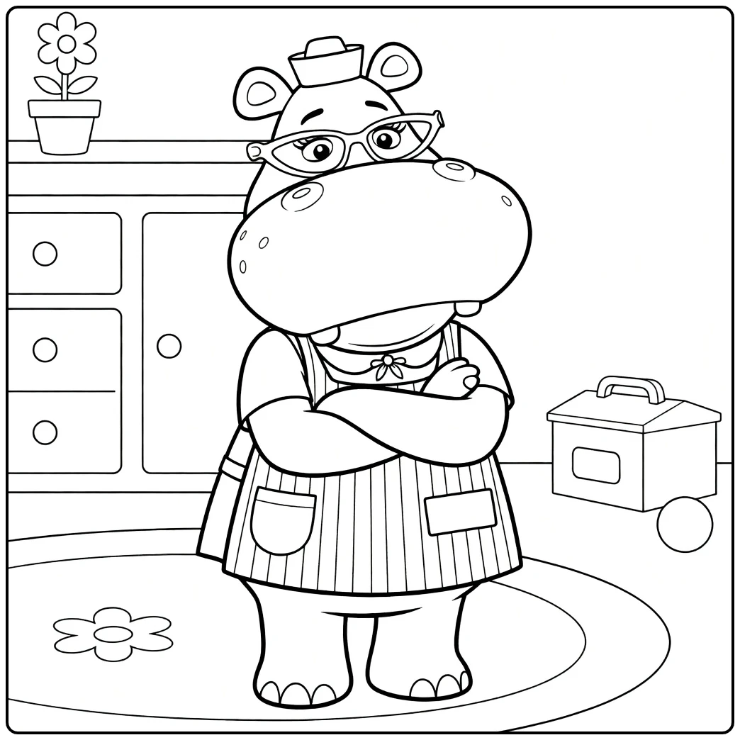 Doc McStuffins Kleurplaat van Hallie de hippo dokter