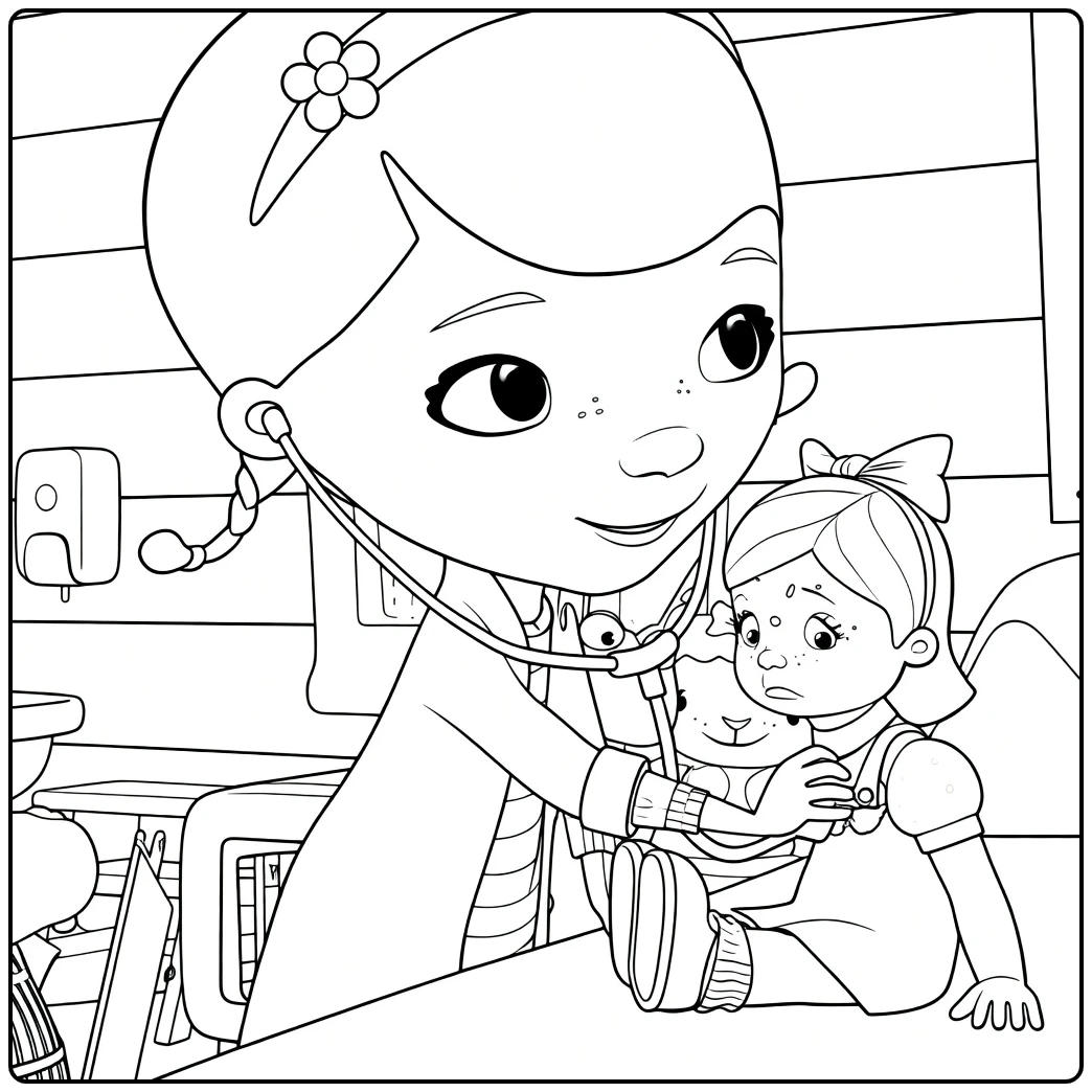 Doc McStuffins Kleurplaat dokter met stethoscoop