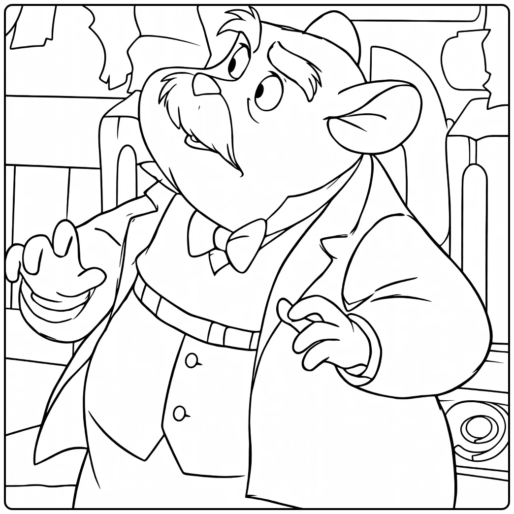Dr. Dawson Kleurplaat van muis detective in pak
