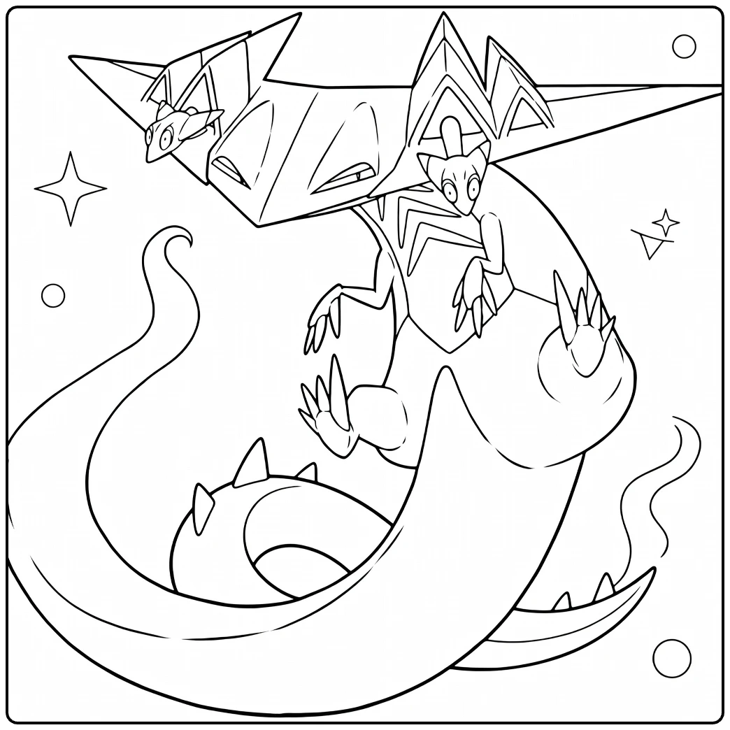 Dragapult Kleurplaat Pokémon draak in te kleuren