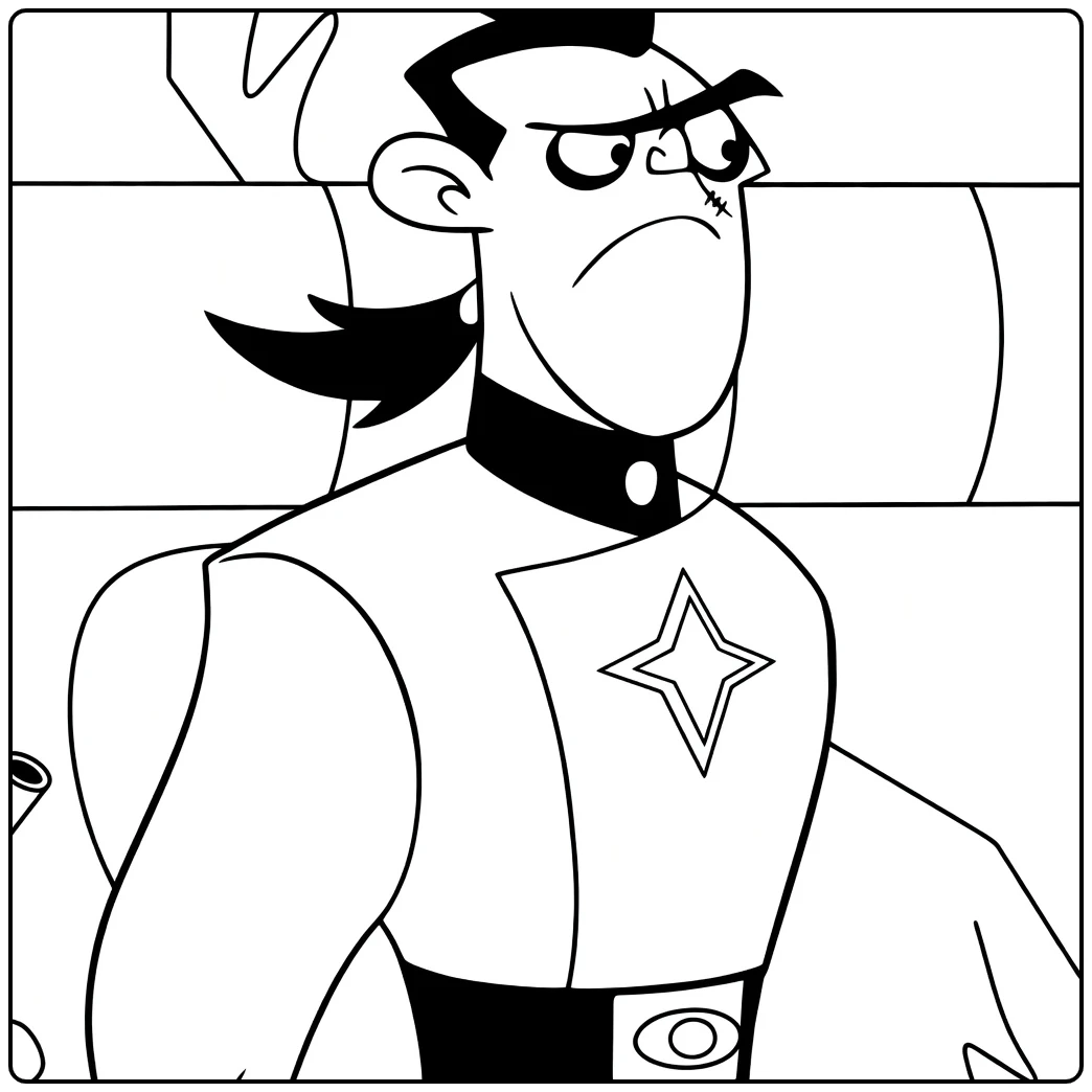 Drakken Kleurplaat met boze superheld en ster embleem