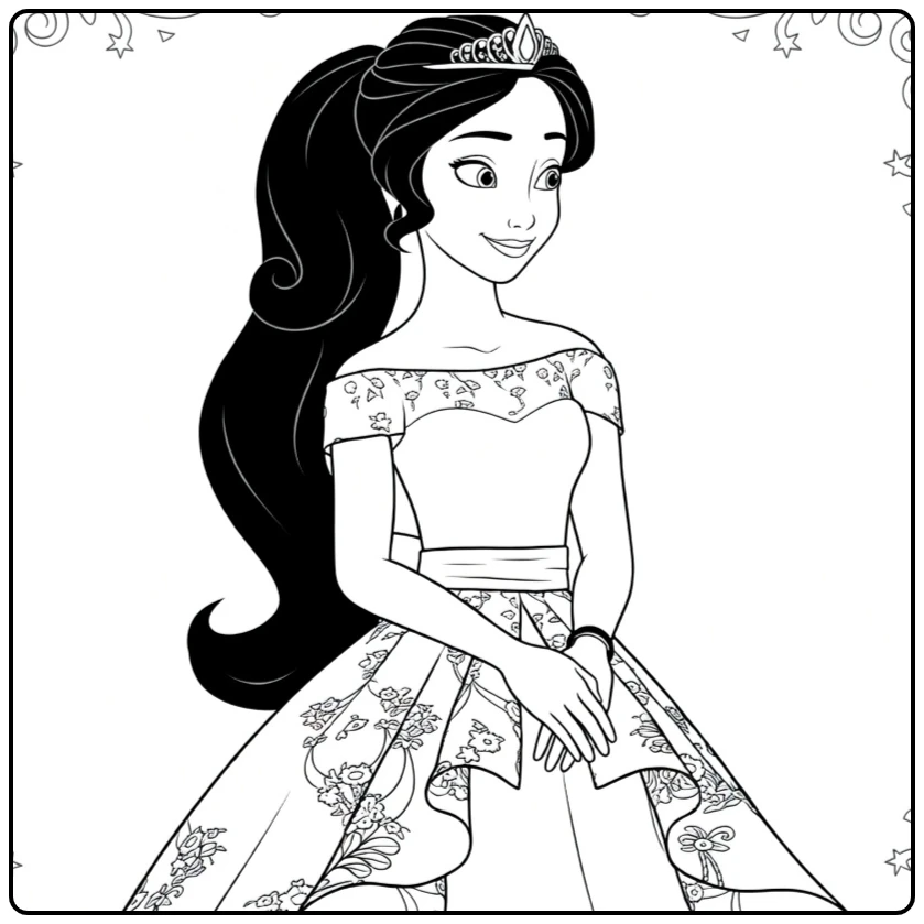 Elena of Avalor Kleurplaat van prinses met diadeem