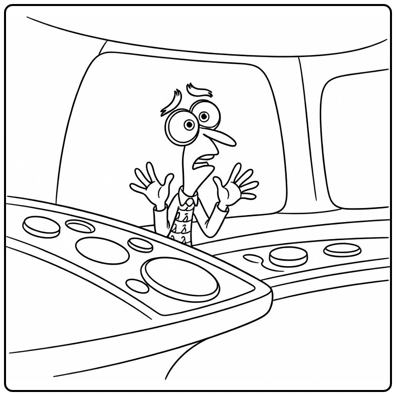 Fear Inside Out peeking from headquarters console