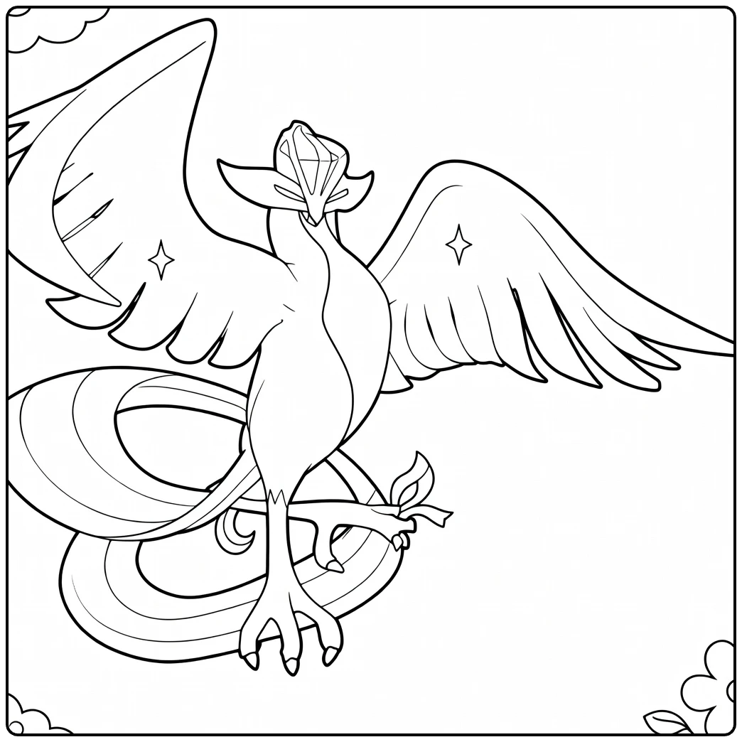 Galarian Articuno Kleurplaat: majestueuze Pokémon vogel (58 chars)