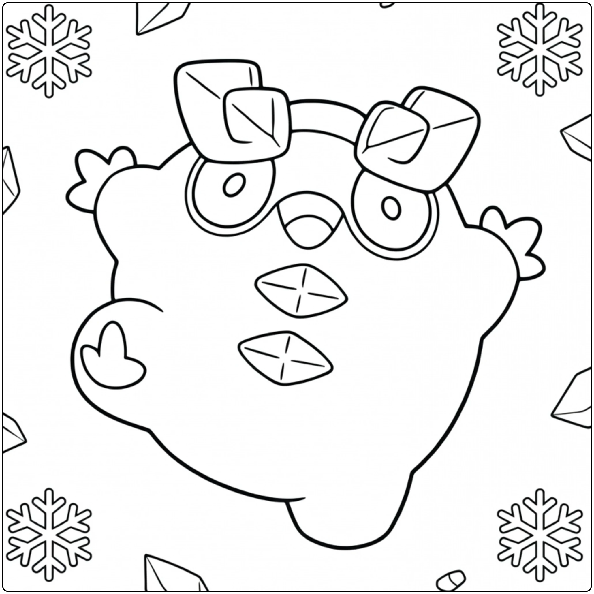Galarian Darumaka kleurplaat met ijsbril en sneeuwvlokken