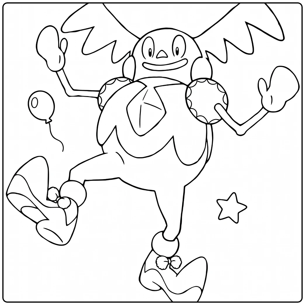 Galarian Mr. Mime kleurplaat - dansend met ballon