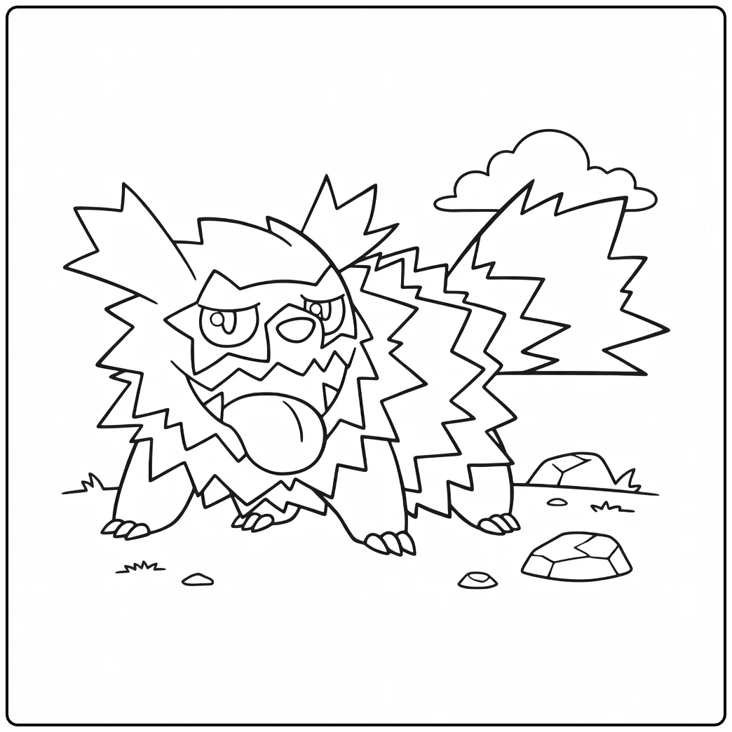 Galarian Zigzagoon kleurplaat: woeste spikes Pokémon