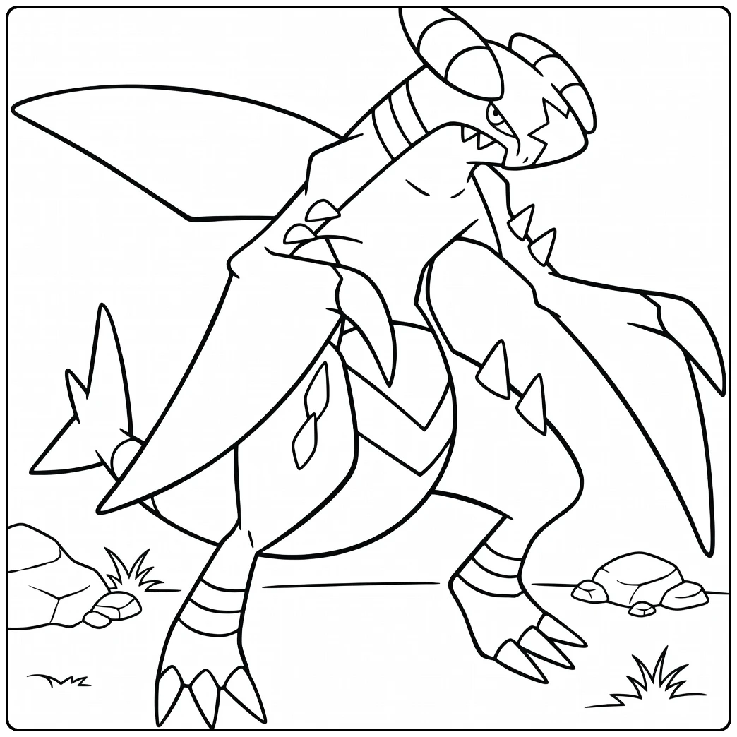 Garchomp Kleurplaat: stoere Pokémon met vleugels