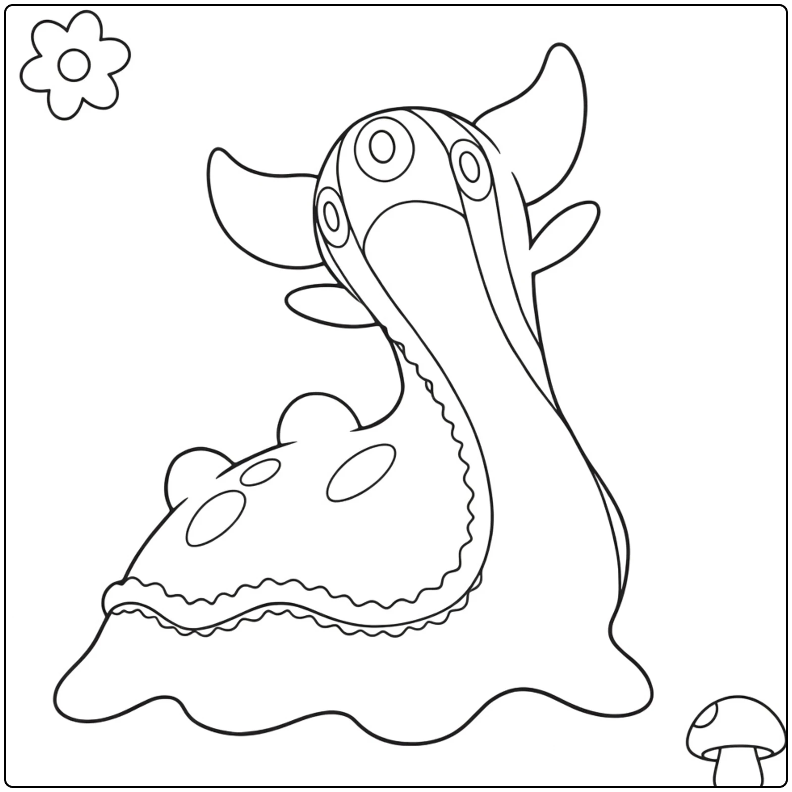 Gastrodon Kleurplaat: Pokémon met bloemen en paddenstoel
