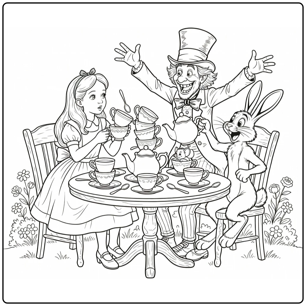 Alice in Wonderland theepartij met Gekke Hoedenmaker, haas en muis