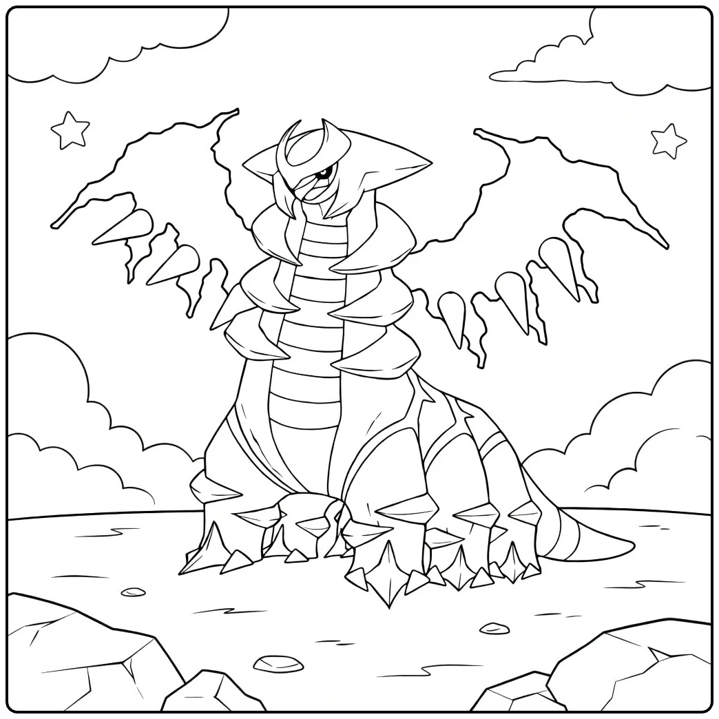 Giratina Altered Forme Kleurplaat met vleugels