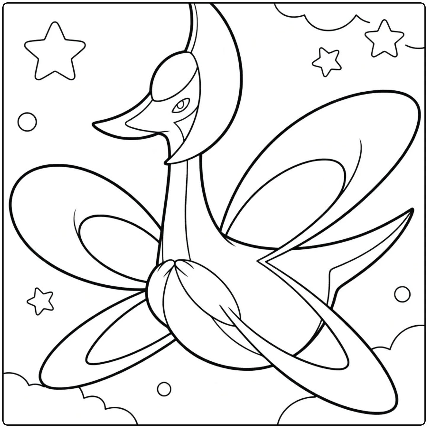 Giratina Kleurplaat met sterren en maan