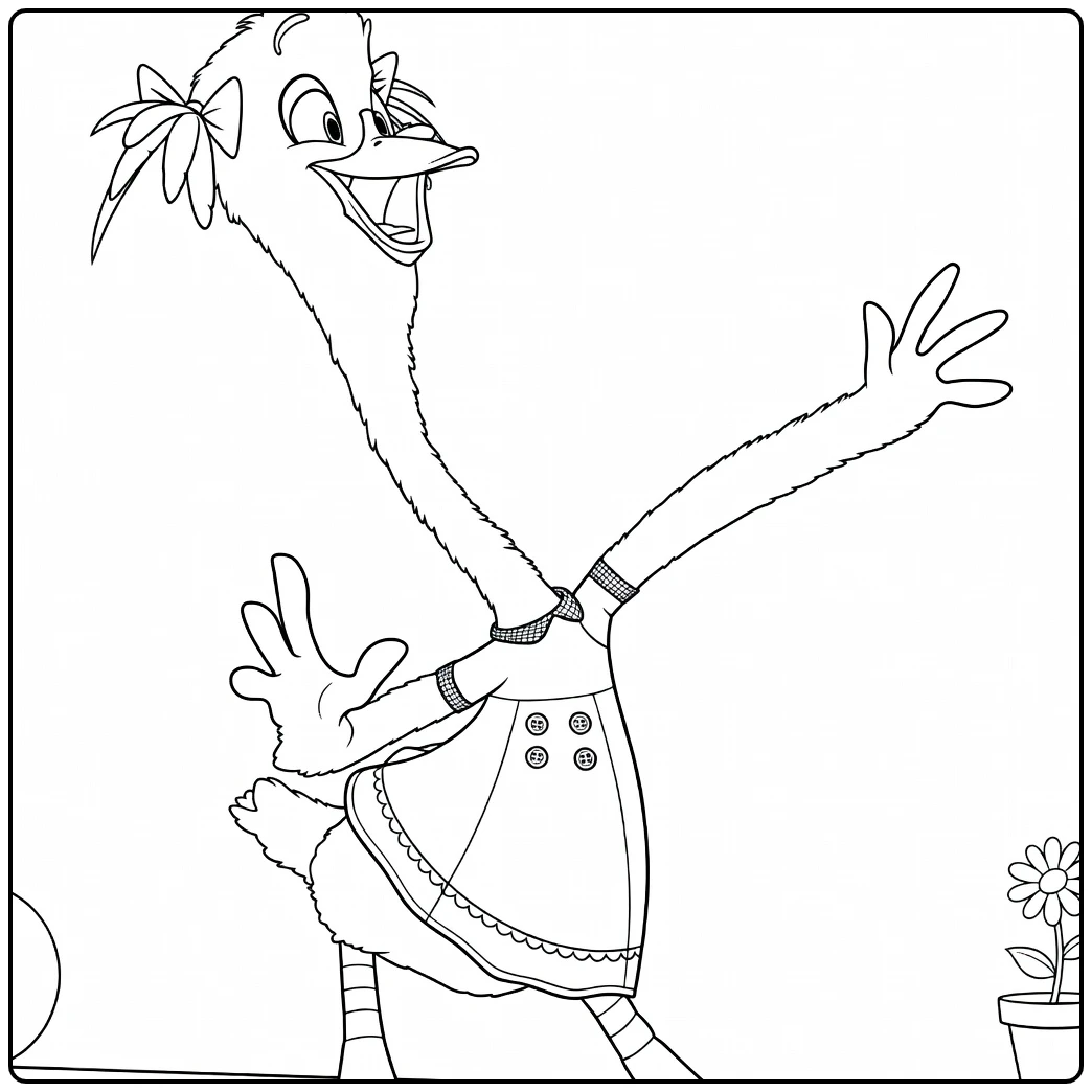 Goosey Loosey Kleurplaat met uitgestrekte armen
