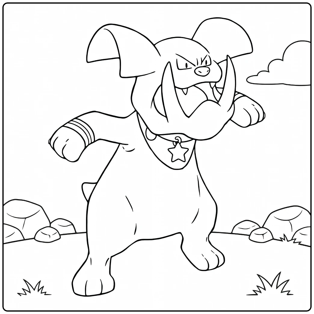 Granbull Kleurplaat: woeste Pokémon bulldog te kleuren