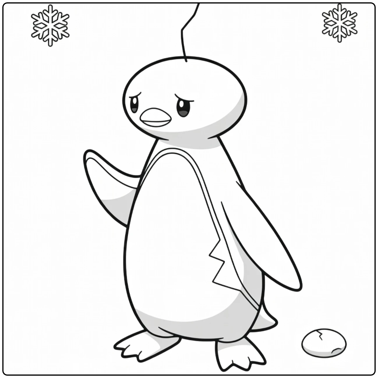 Eiscue Noice Face kleurplaat met boze pinguïn en sneeuw