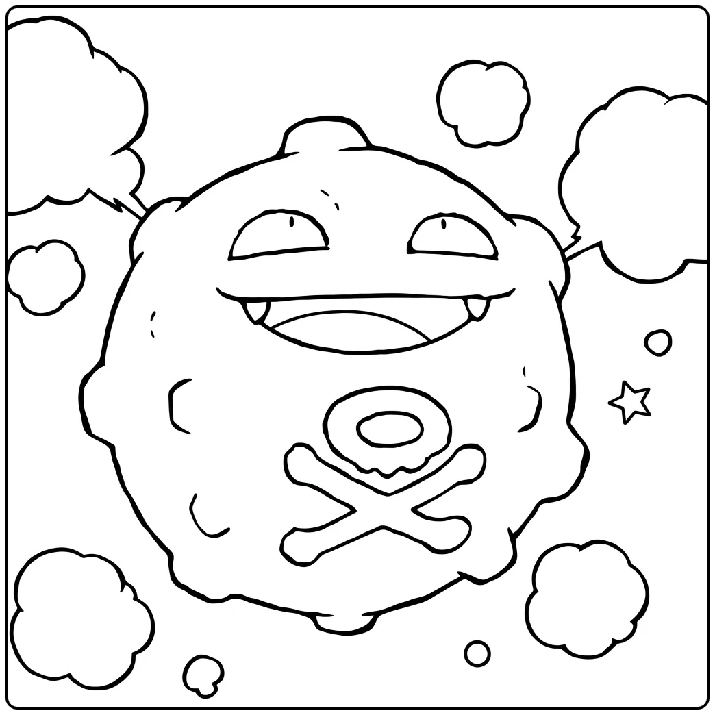 Koffing Kleurplaat: giftige Pokémon met gaswolken