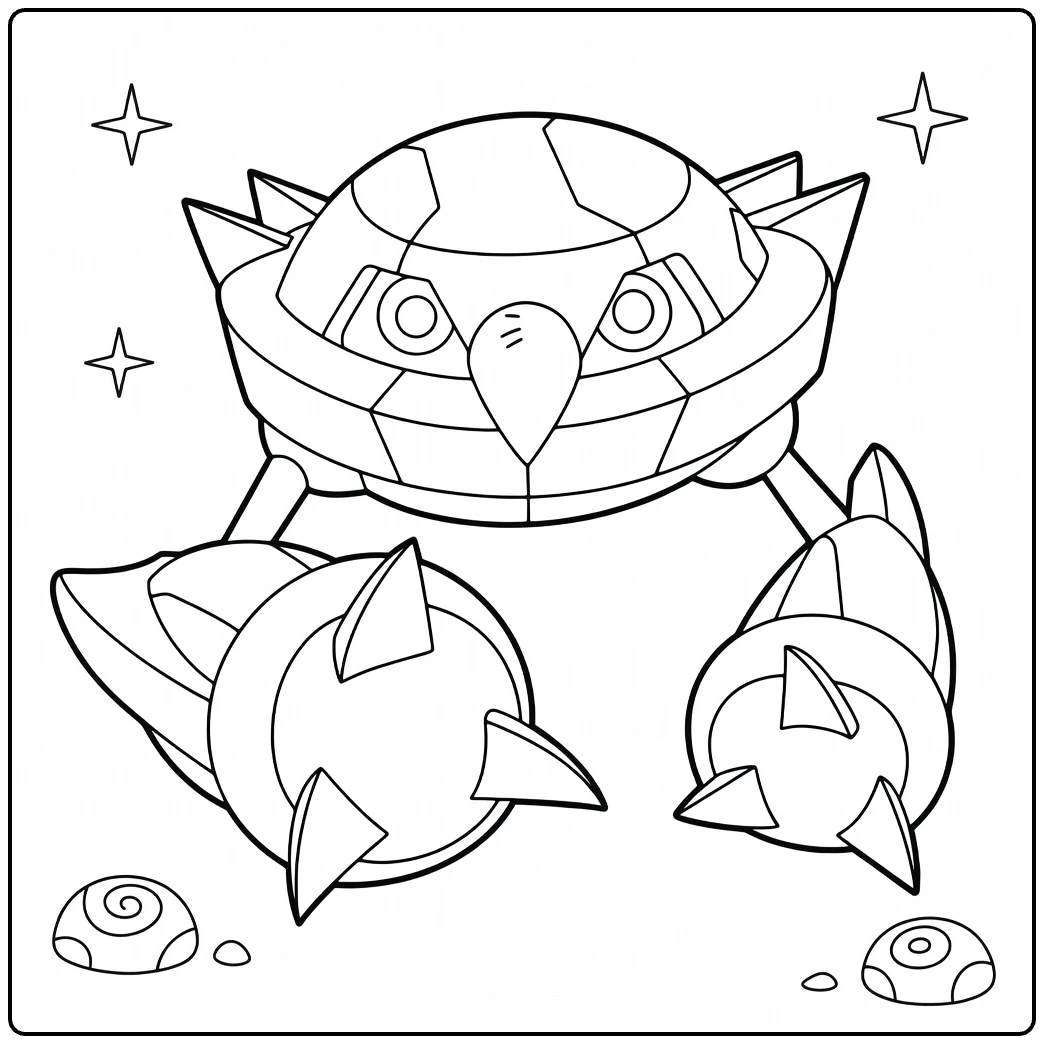 Metang kleurplaat: stoere metalen Pokémon met klauwen