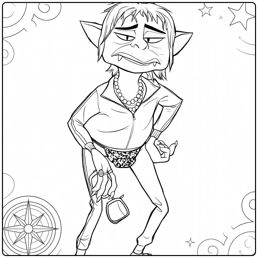 Grecklin Kleurplaat van stoere goblin met ketting